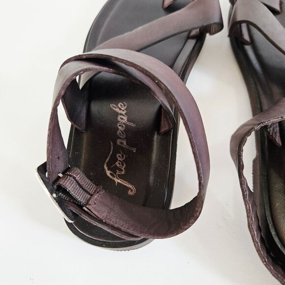 NWOB Free People Collection Romeo Square Toe Wrap Sandal in Chocolate Brown - Picture 12 of 14